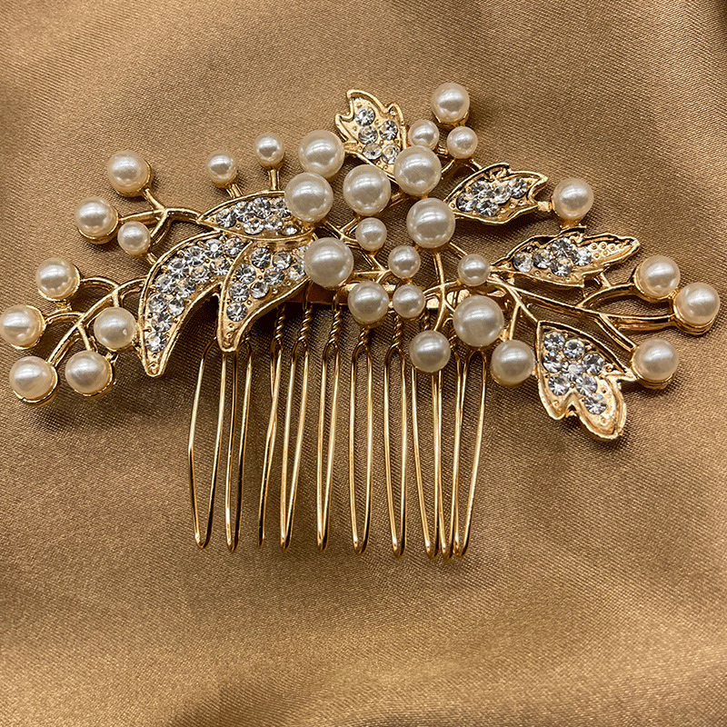 Women's Elegant Flower Iron Plating Rhinestones Insert Comb display picture 4