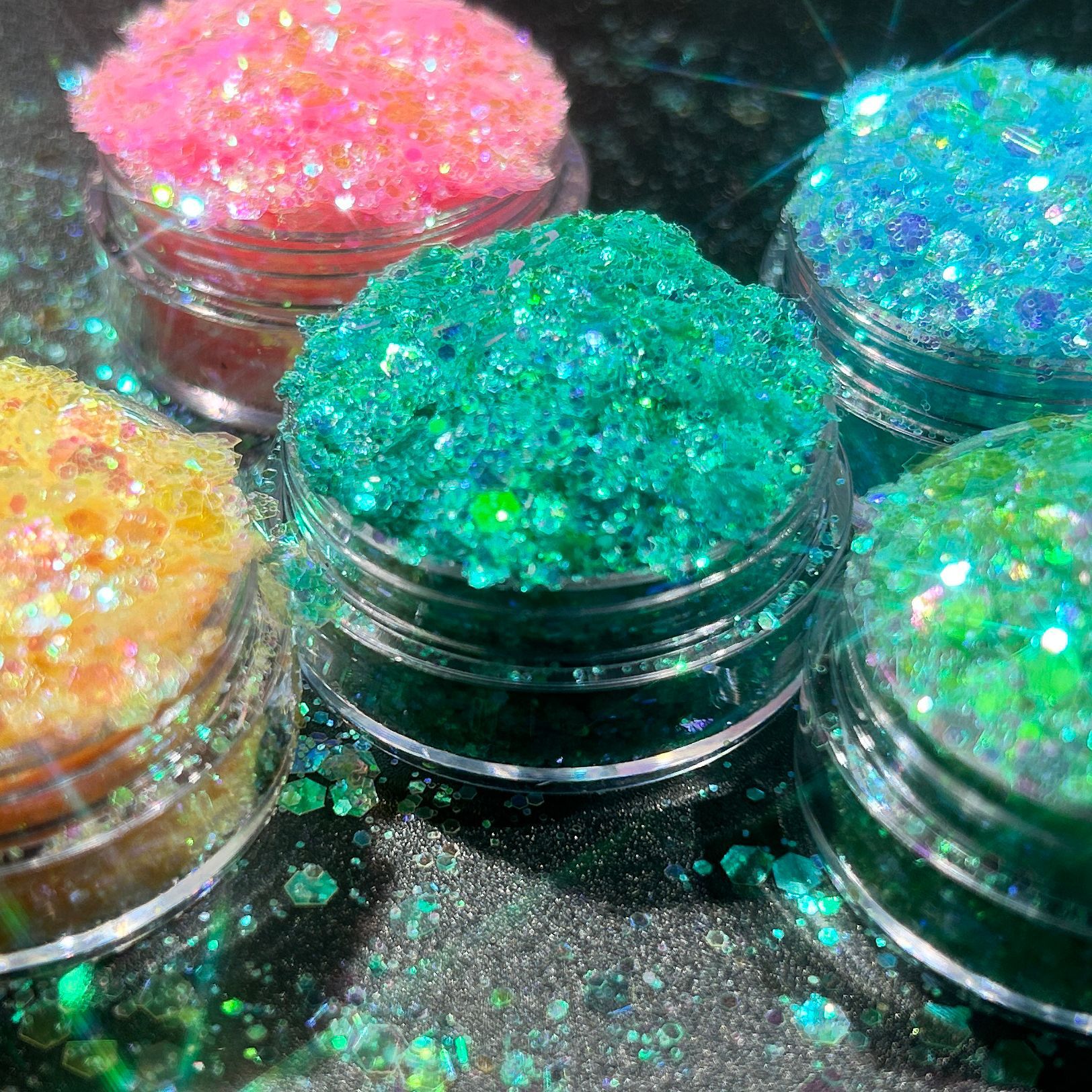 Golden Iridescent Polarized Semi-Transparent Sparkling Nail Art Glitter Transparent DIY Handmade Resin Decoration Nail Stickers