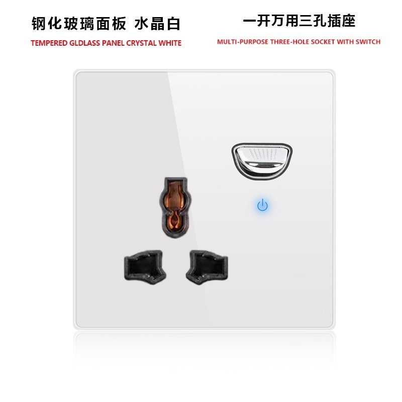 外国貿易トグルリセットスイッチソケット強化ガラスパネルLEDライトEUドイツプラグアメリカ標準フランスプラグロシア英国プラグ|undefined