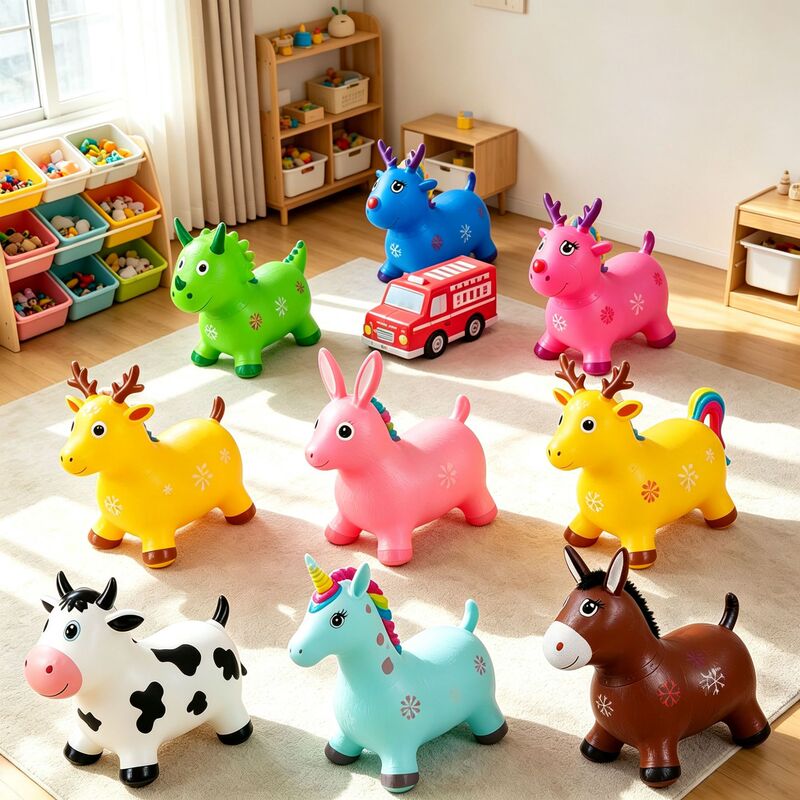 Children's Bouncing Horse Toy Kindergarten Miffy Bouncing Rabbit Deer Unicorn Pvc Thickened Explosion-Proof Inflatable Animal