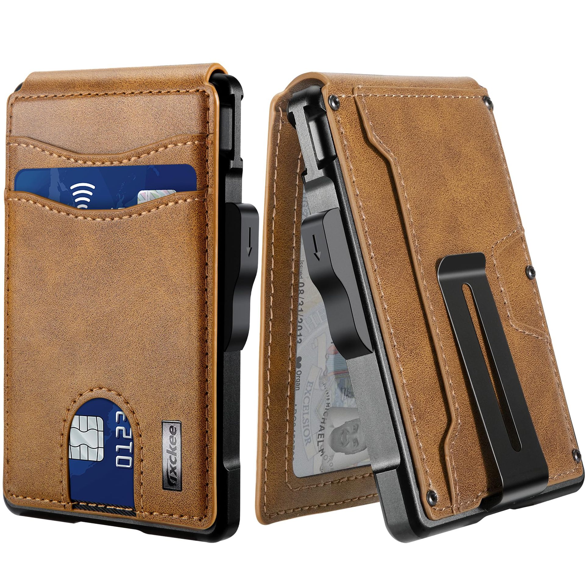 Transfronteriza nuevo metal cartera de los hombres de bienes genuinos de fibra de carbono tarjeta de crédito caso Flip titular de la tarjeta de gran capacidad titular de la tarjeta de la cartera