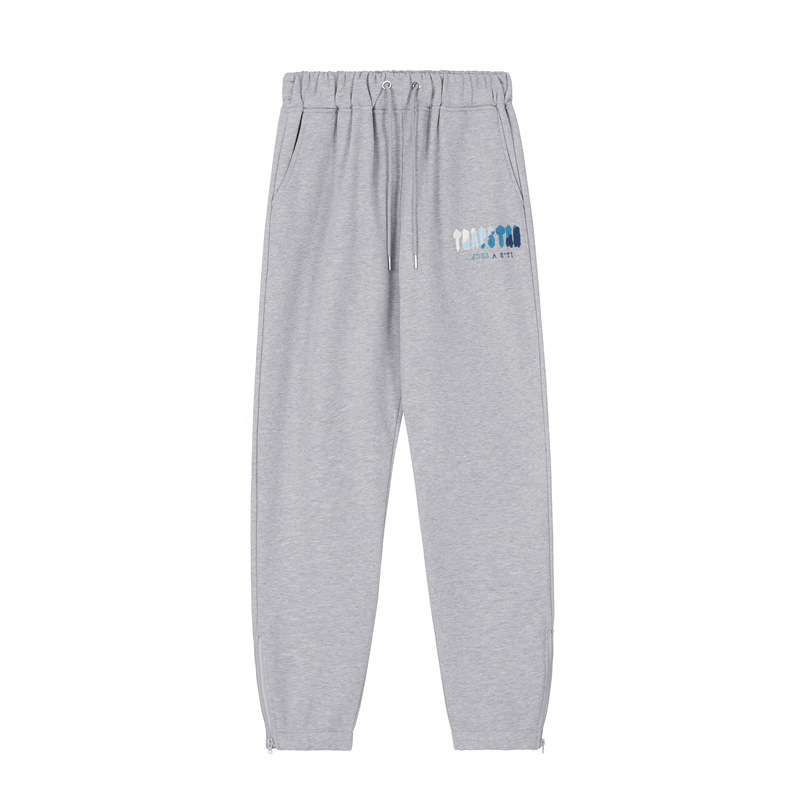 Marca de moda europea y americana Trapstar blanco y azul degradado color toalla bordado fleece-forrado hombres y mujeres pareja de alta calle traje de ocio