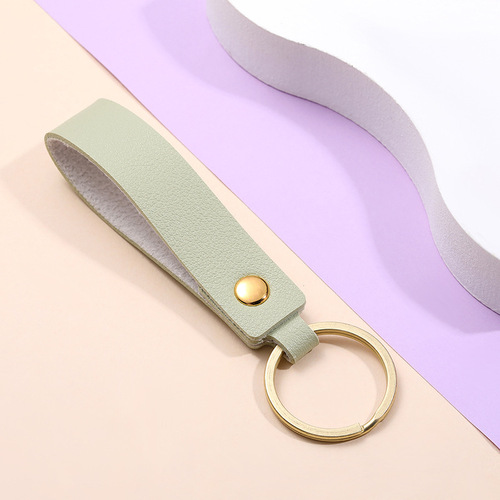 pu leather Korean version creative simple keychain metal pendant leather rope key pendant embossed ogo