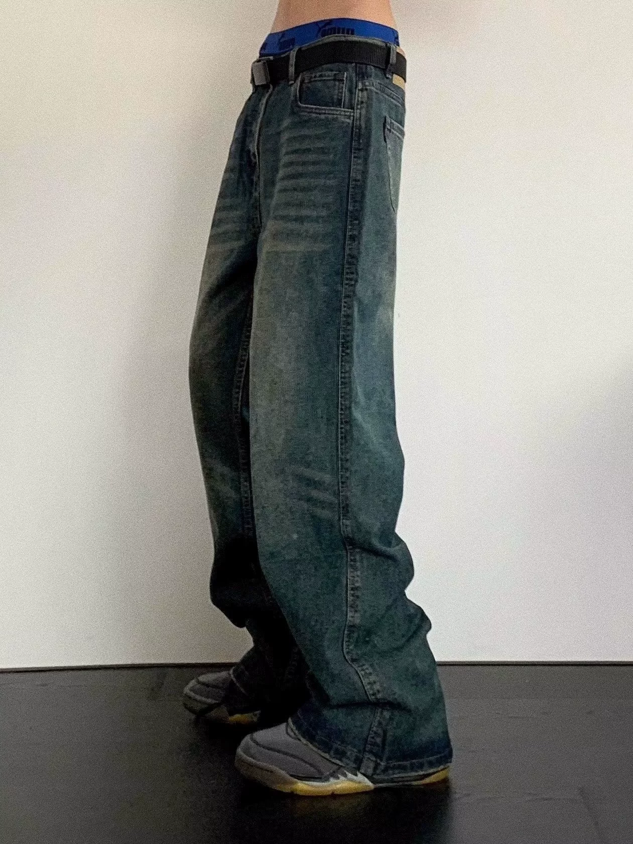 Европейский и американский стиль в повседневной жизни, washed и distressed, свободные прямые casual брюки для мужчин хип-хоп, ретро стиль