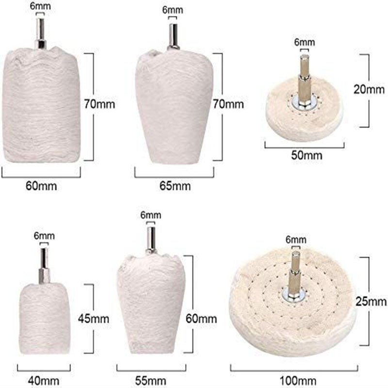 Rueda de pulido de 11 piezas con mango rueda de tela de algodón espejo plano vertical rueda de tela de pulido Acrílico