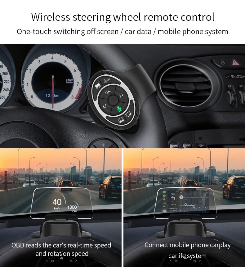 Multifunctional Smart Hud Head-Up Display Carplay Car Navigation Screen Projection Music Player Cigarette Lighter Universal