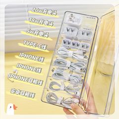 新型蓋付きデータケーブル収納ケースイヤホン電源携帯電話充電器デスクトップ理線器収納整理神器