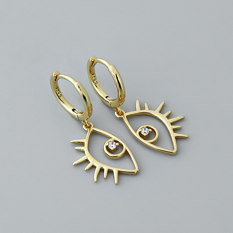 fashionable simple eye geometric inlaid zircon copper earrings wholesale nihaojewelrypicture1