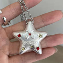 “幸运星”多巴胺锆石五角星项链ins小众设计长款星星卫衣链吊坠