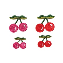 樱桃刺绣标布贴 服装辅料刺绣章 DIY补丁贴 电脑绣花装饰补洞贴