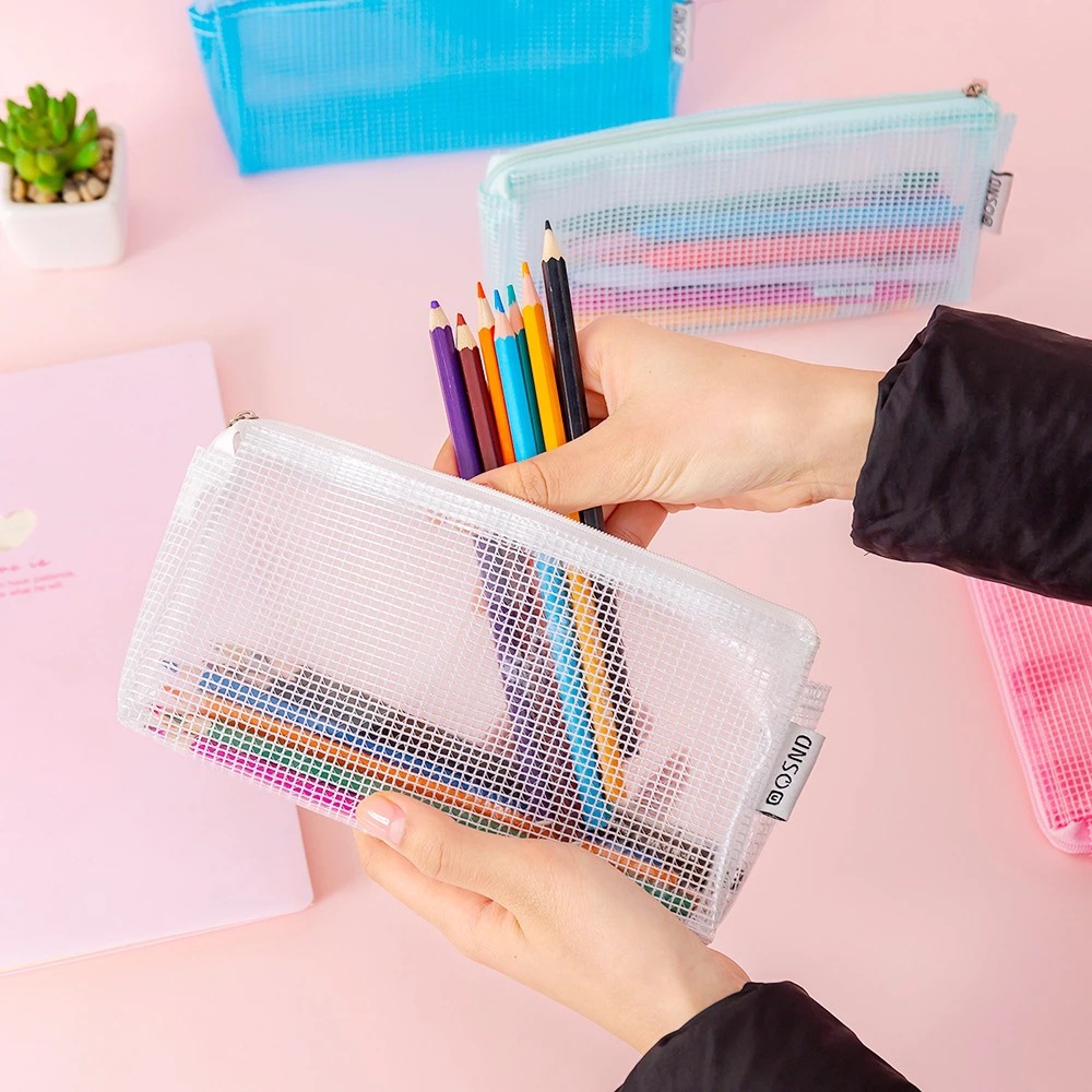 Simple transparent pencil case PVC for students, school stationery, with your logo imprint 3