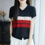 翻领短袖显瘦女士针织衫