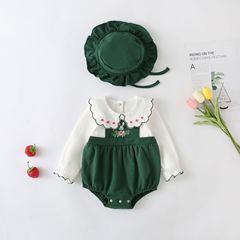 Baby clothes autumn new women's baby long-sleeved triangle diaper cover embroidered small flowers newborn baby onesie