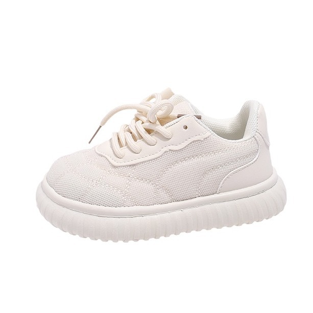 Zapatillas deportivas para niños, otoño 2025, nuevas zapatillas de malla transpirable para niños, estilo coreano, zapatillas blancas versátiles de suela suave para niños grandes y niñas