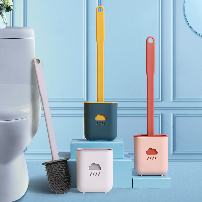 Toilet Brush Creative Cloud Silicone No Dead Angle Wall-mounted Floor-Standing Nordic Toilet Brush Wholesale Cleaning Brush Factory Direct Sales