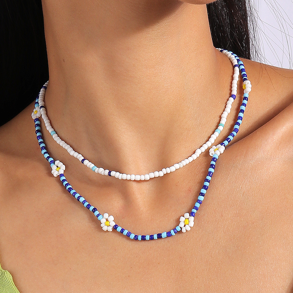 10g Weight Necklace Classification Seed Bead Chain Material Beaded Chain Chain Type 1 Piece, 1 Set Quantity Casual, Holiday, Street Occasion Resin Material Flower Pattern All Seasons Season Women's Gender Beaded Design Elegant, Lady Style Elegant Lady Flower Resin Beaded Chain Beaded Necklaces Wholesale 22