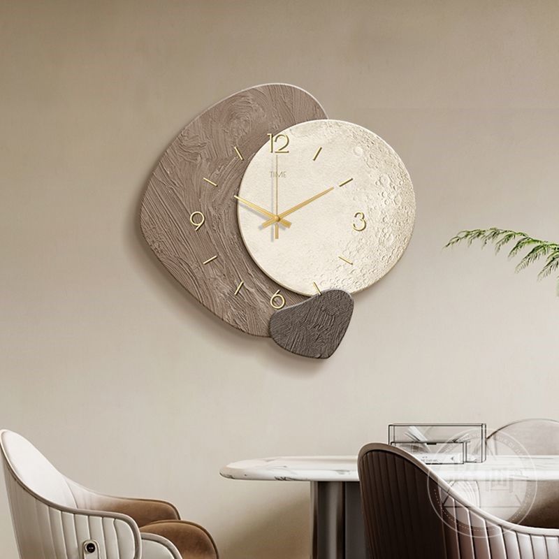 时来运转餐厅装饰画侘寂风创意时钟客厅挂画高档大气饭厅钟表壁画