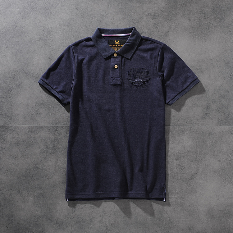Modern banner spring/summer American click beaded cotton embroidered men's round-neck short-sleeved POLO shirt M703 6 Modern banner spring/summer American click beaded cotton embroidered men's round-neck short-sleeved POLO shirt M703 6