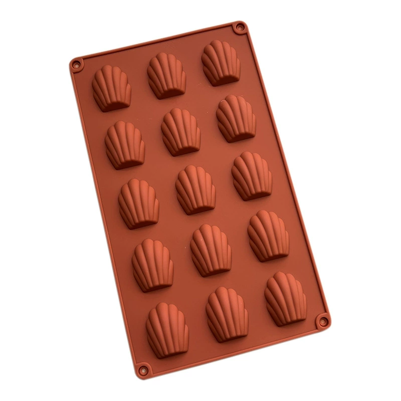 Силиконовая форма для печенья Мадлен Shell Cake Mold, 8–15 секций, гибкий противоскользящий лоток 29×17×1.7 см