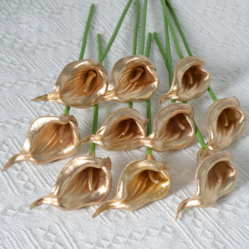 Simulación de flores, materiales de pu, flores falsas de oro y plata, flores decorativas creativas para el hogar de comercio exterior transfronterizo