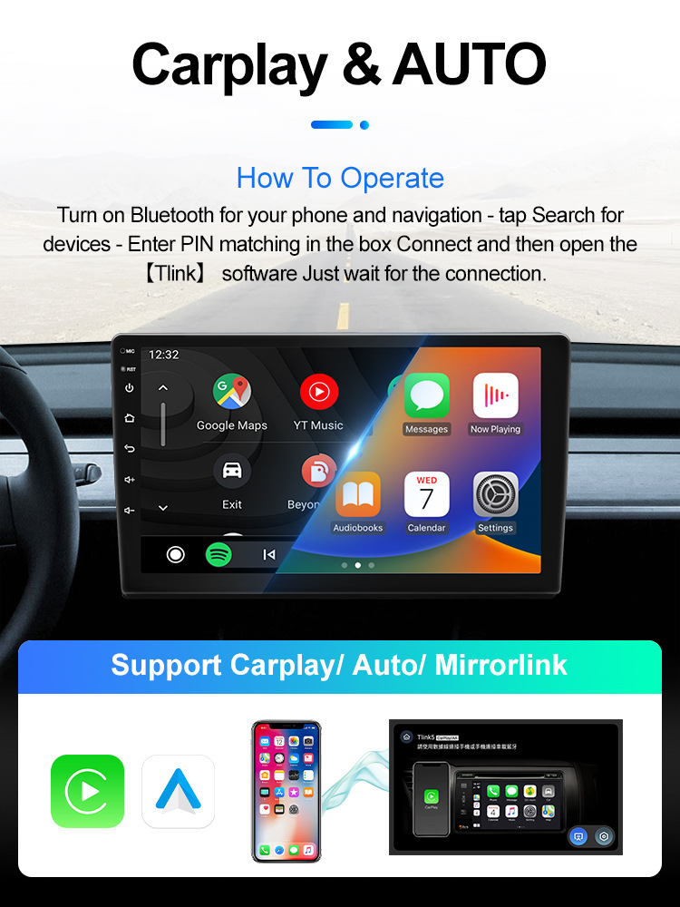 Cross-Border 7inch 9inch 10inch Android Universal Car Navigation Large Screen Device Carplay Car Player Navigation