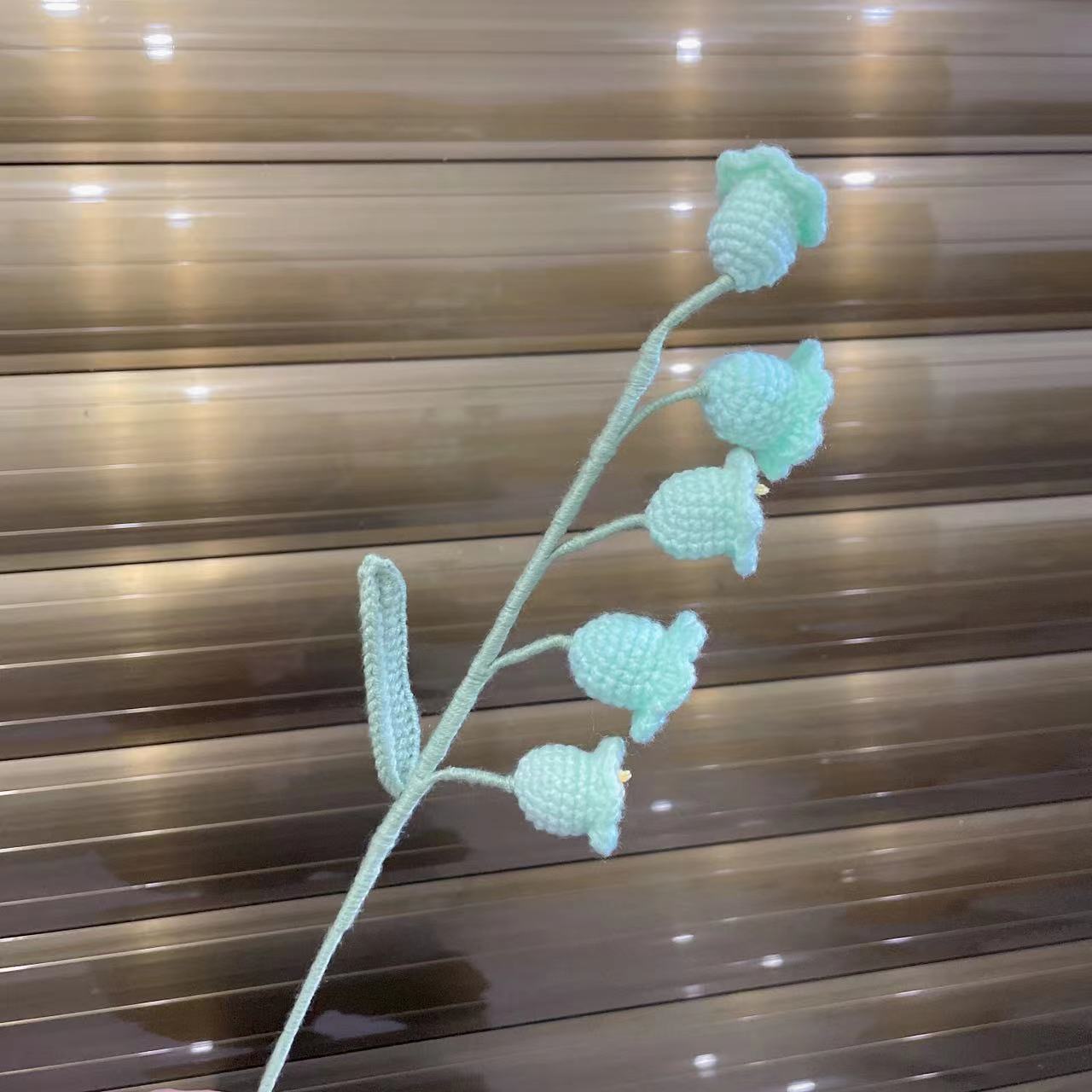 Lily tejido a mano acabado rosa Lily Tulip flor artificial lana ramo regalo