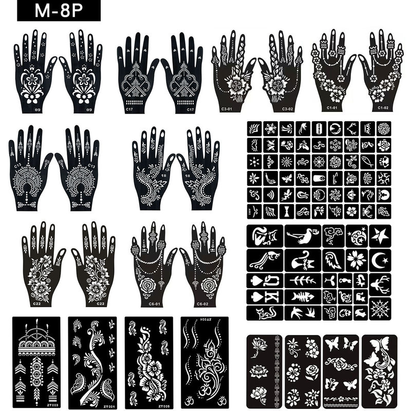 Tattoo Pattern Stickers, Carved Hollow Templates, Spray-Painted Tattoo Templates, Henna Juice Tattoo Stickers for Men and Women, Henna Paste Tattoo Pattern Stickers, Carved Hollow Templates, Spray-Painted Tattoo Templates, Henna Juice Tattoo Stickers for Men and Women, Henna Paste