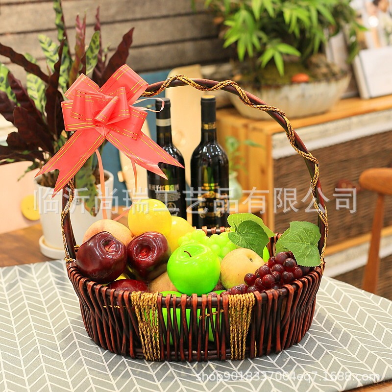手作り柳編みフルーツバスケット花籠卸売手提げ籐編みバスケットins編み野菜バスケットお土産中秋ギフトバスケット|undefined