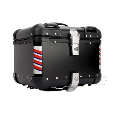 40L/45L Motorcycle Aluminum Alloy Rounded Corner Trunk Electric Car Trunk Battery Car Sticker Rear Trunk (Motorcycle trunk) - 40l-black