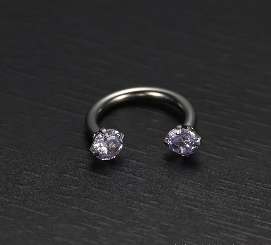 Cross-Border European And American C-Shaped Horseshoe Rod Zircon Ring Earrings Nose Stud Stainless Steel Piercing_voghion.com