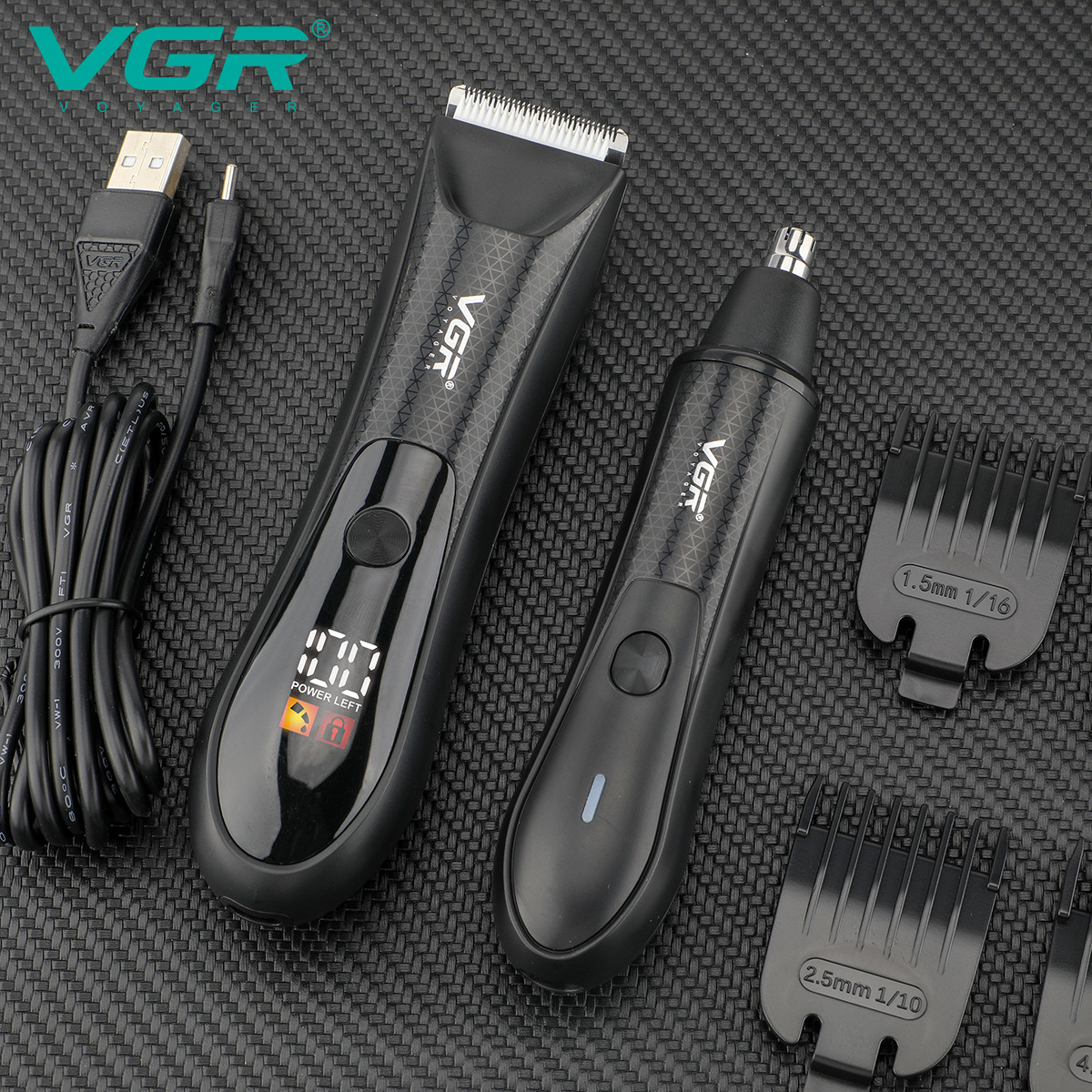 VGR934 Electric Body Hair Trimmer For Men Fully Washable LCD Digital Display Nose Hair Trimmer_voghion.com