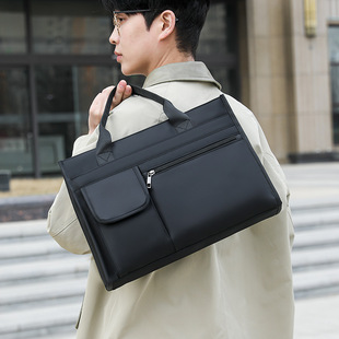Men's Briefcase Business Handbag Large Capacity Oxford Cloth Computer Bag A4 Document Bag Multi-Layer Storage Bag Wholesale