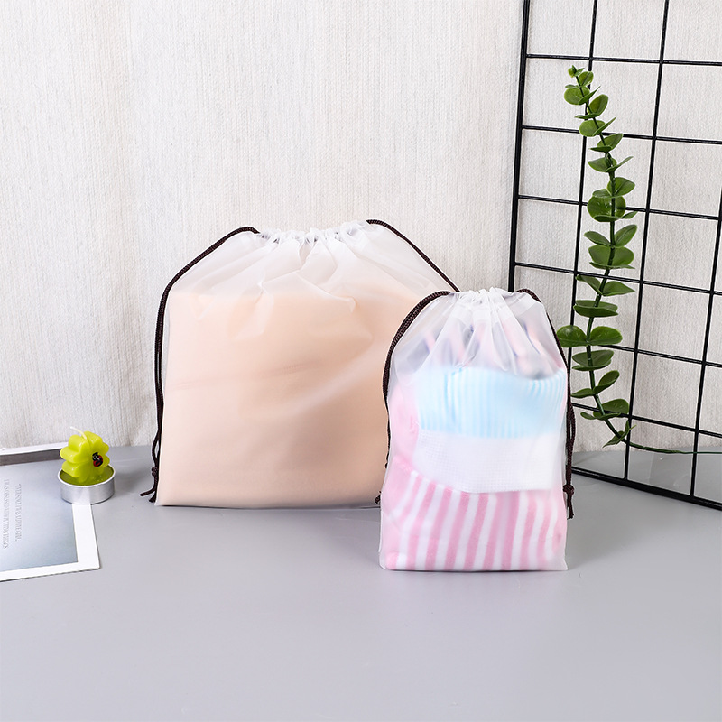 Ropa interior Zapatos Ropa organización en Blanco Bolsa de cordón esmerilado EVA bolsa de viaje con cordón bolsa de cordón