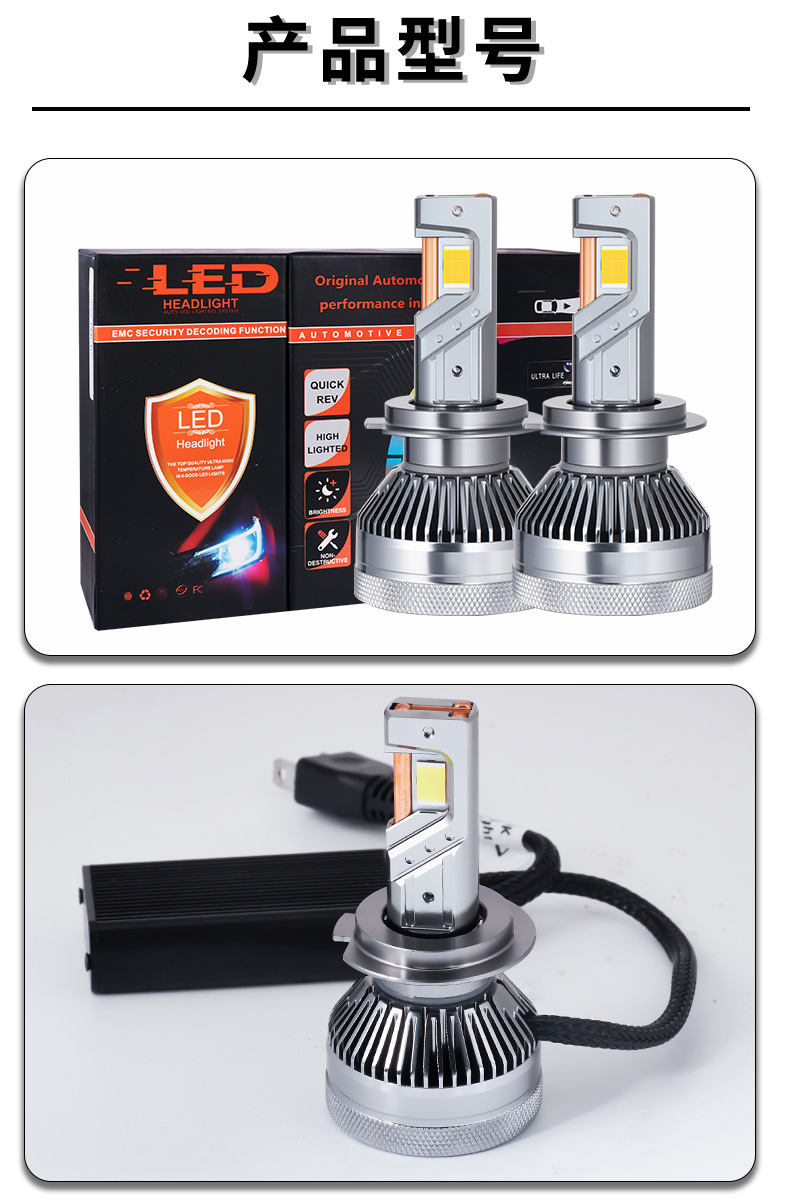 Cross-border special for three copper tube heat dissipation LED car headlights Y37 high-power 300W high-brightness spotlight waterproof headlights