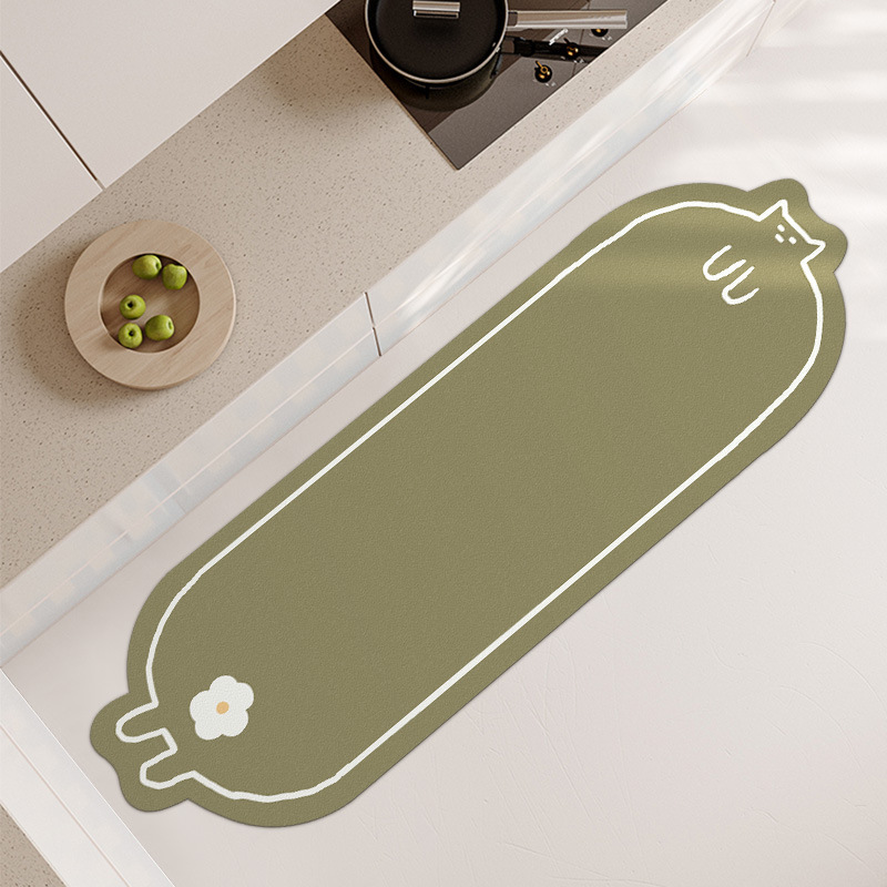 Cartoon Style Long Waterproof and Oil-Proof Diatom Mud Mat for Household Kitchen Special-Shaped Bathroom Water Absorbent Foot Mat