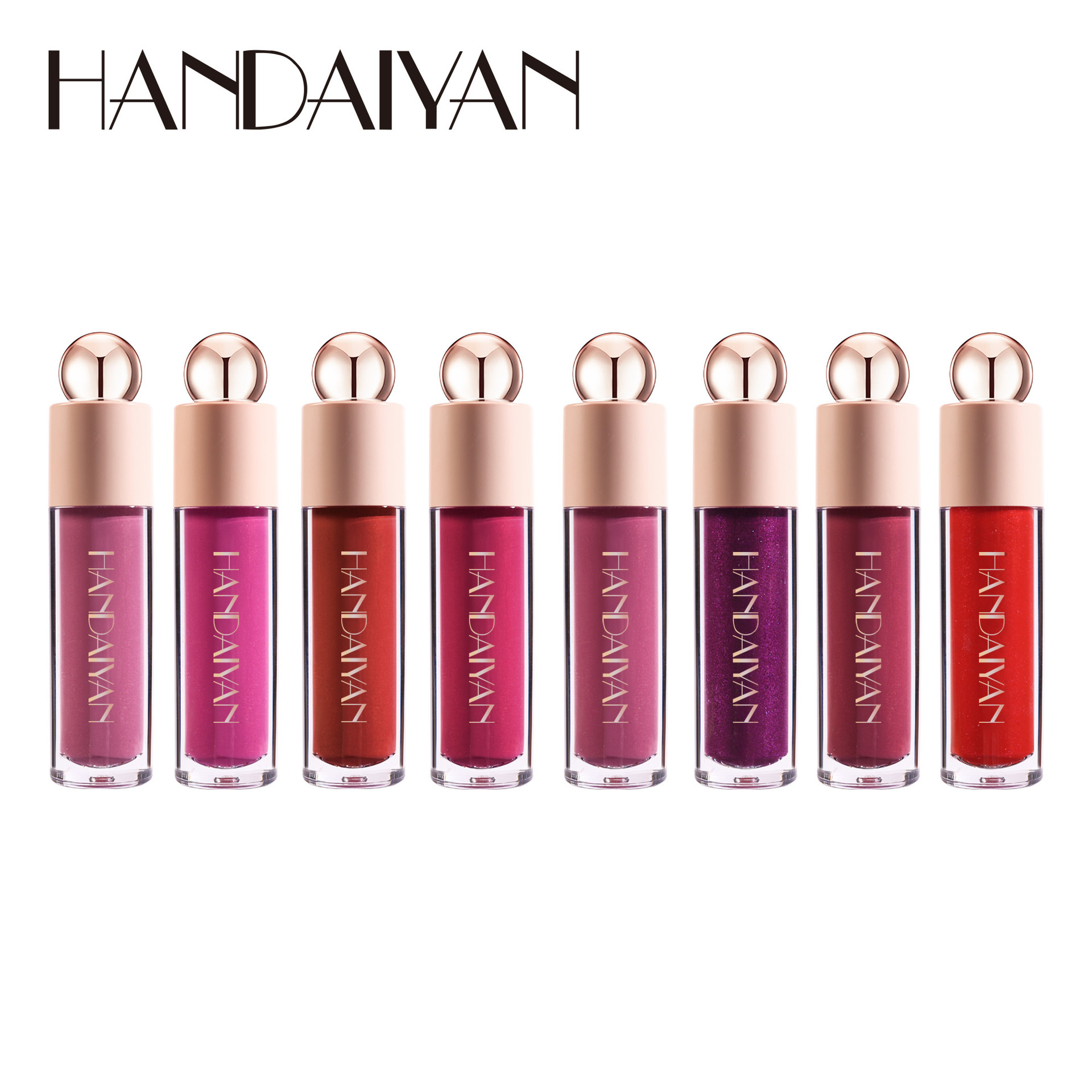 Gloss labial perla 8 colores lápiz labial líquido Handaiyan brillo labial impermeable duradero esmalte labial transfronterizo
