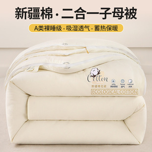 Class a Xinjiang Cotton Quilt Core, Zippered Two-In-One Quilt, Full Cotton, Thickened for Autumn and Winter, Quilted Cotton, Washable Cotton