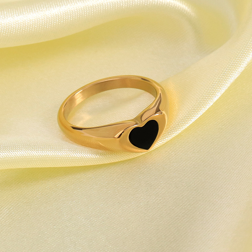 Women's Gender Plating Design Simple Style Heart Shape Stainless Steel Plating 18k Gold Plated Rings