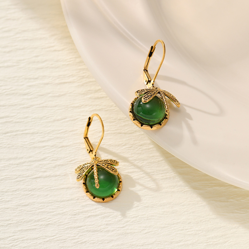 Dragón y creativo retro libélula imitación de cristal colgante pendientes glamour joyería de mujer pendientes bohemios