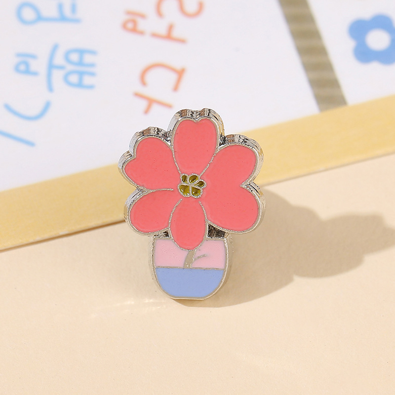 AliExpress enamel brooch potted flower Flower personality badge jewelry cartoon cute plant element exquisite collar pin