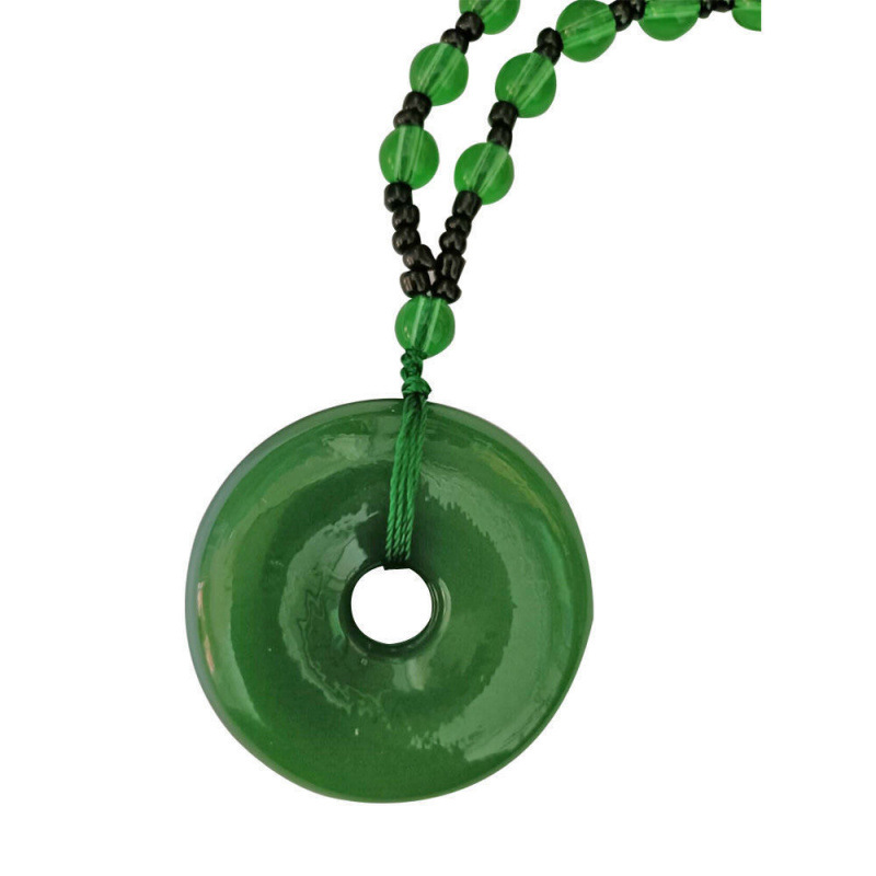 짙은 녹색 볼 목걸이 + 안전 버클