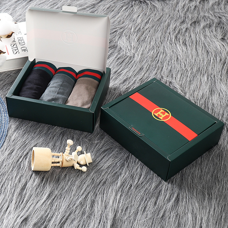 酷奇HG拼男士批發內褲拼色平角褲透氣棉運動U凸型無痕男盒裝內褲