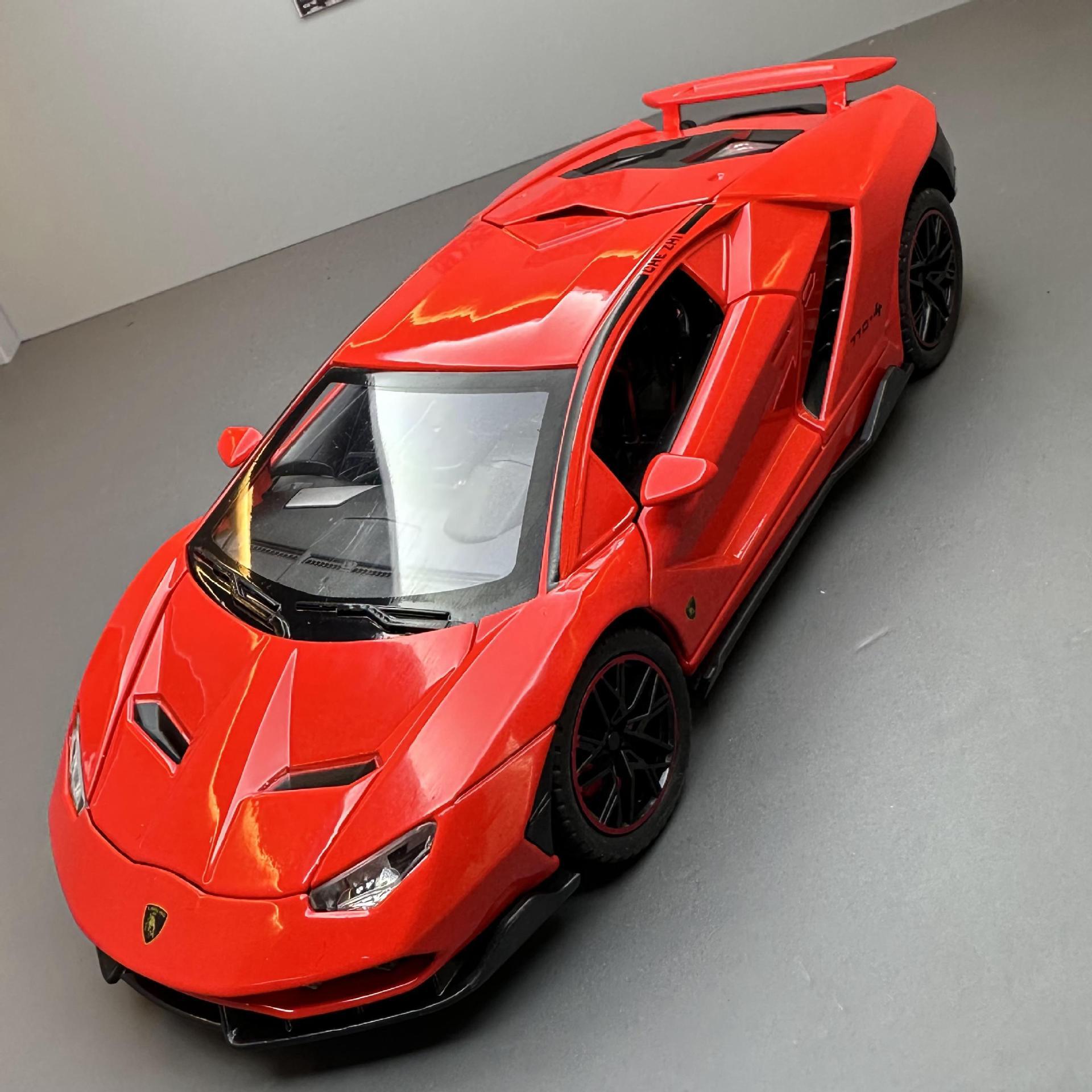 Coche 1: 24 aleación coche modelo Lanbo LP770 coche deportivo Tire hacia atrás sonido y luz de la música modelo de coche de juguete decoración colección