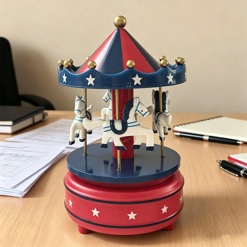 Caja de Música Creativa del carrusel caja de música de regalo de Navidad regalo de cumpleaños decoración de escritorio Decoración