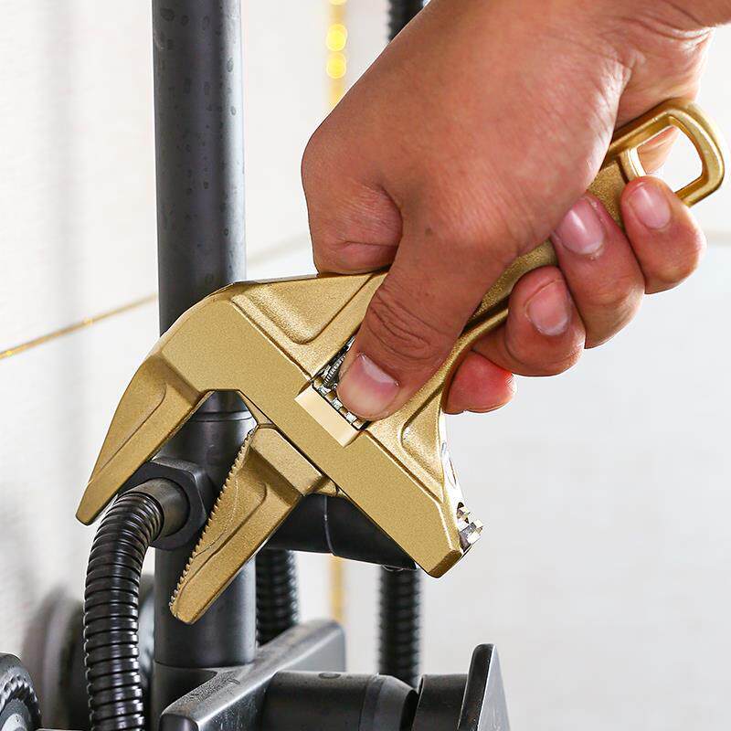 Llave de instalación de plomería y baño multifuncional de mango corto de gran abertura de grifo herramienta de tubería de agua para mover llave móvil