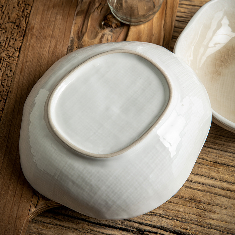 Esmalte de hielo en forma especial Ensaladera de 7,5 pulgadas Cuenco de cerámica irregular retro Cuenco japonés especial Cuenco transfronterizo Exportación