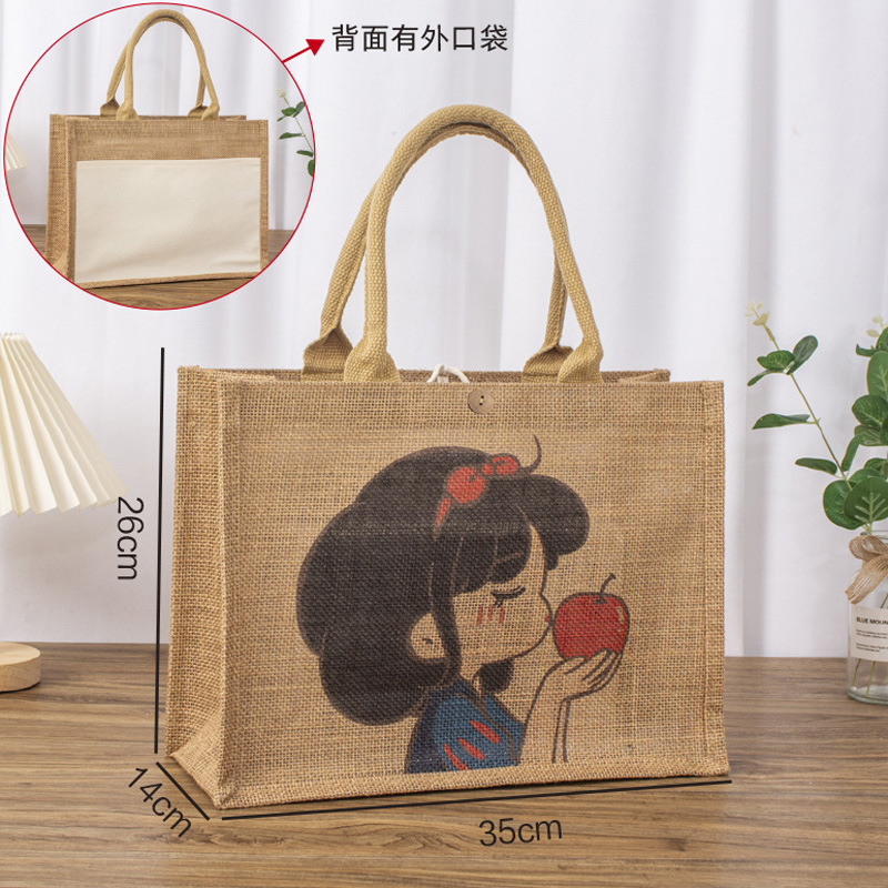 Bolsa de lino personalizada diy regalo de mano de compras bolsa de yute de gran capacidad bolsa de lino portátil bolsa de lino personalizada
