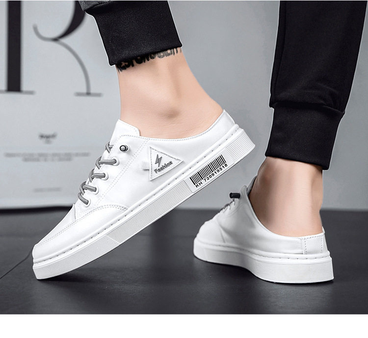 Dép nửa gót không gót nam vải canvas thoáng khí, quai ngang buộc dây, gót thấp 1–3 cm — lạc đà trắng, màu be, màu xám trắng, màu đen chi tiết 34