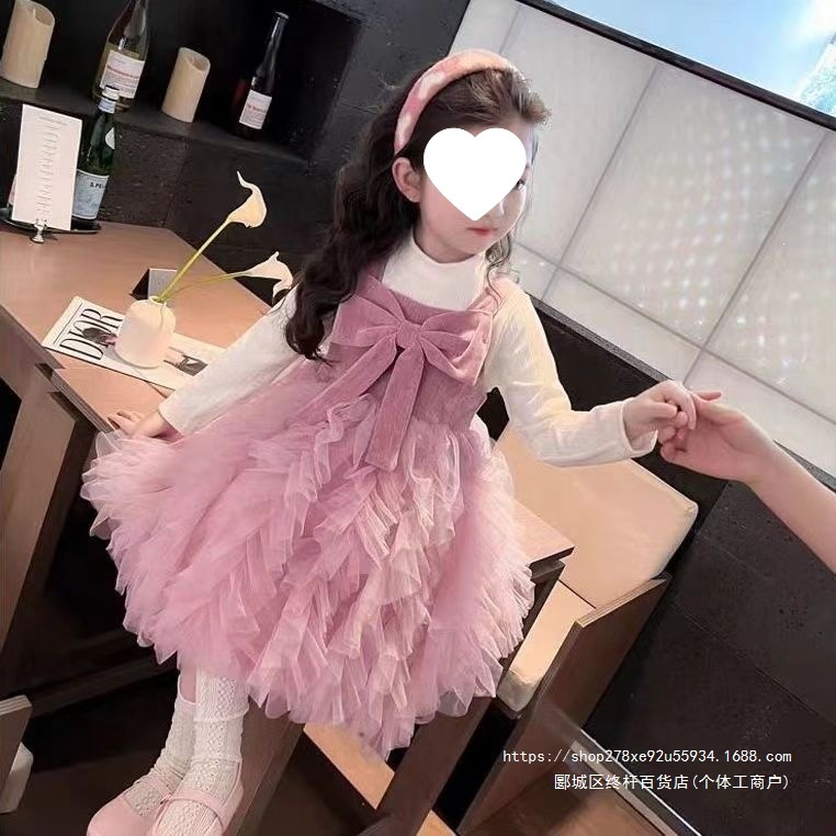 女童小女孩连衣裙礼服圆领洋气公主宝宝2公主风儿童秋季新款
