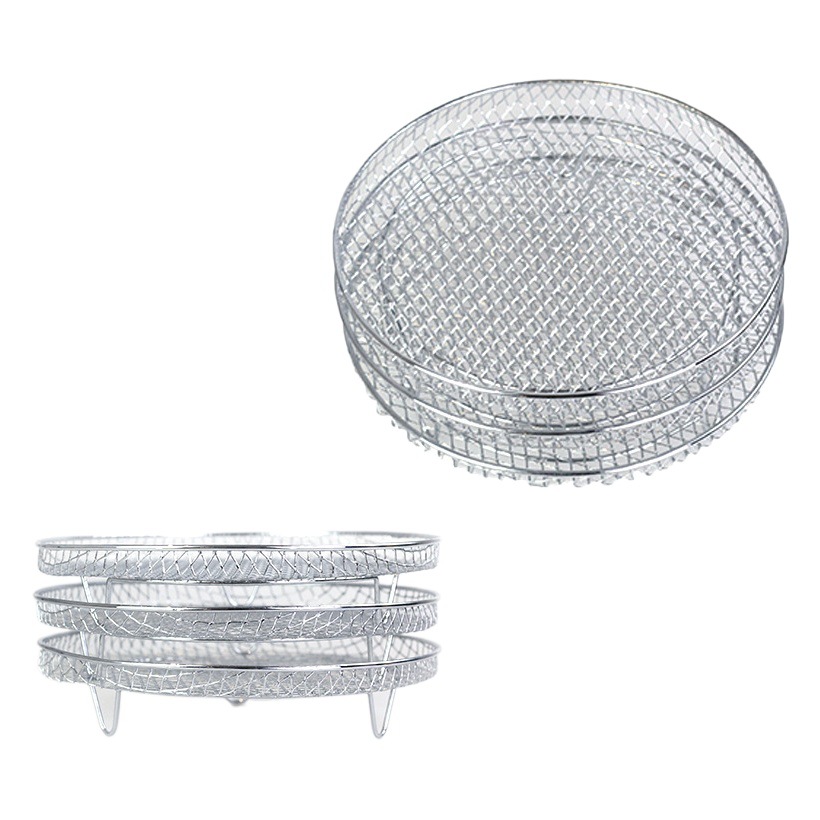 Freidora de aire de tres capas plegable red redonda de deshidratación rack de acero inoxidable Freidora de aire accesorios adecuados para Ke Shuai Mi Zi